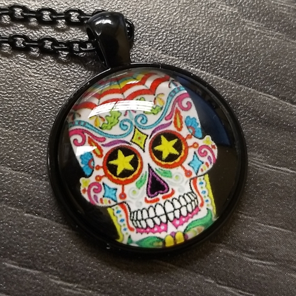Jewelry - SUGAR SKULL NECKLACE - Cabochon Jewelry Jewelry - SUGAR SKULL NECKLACE - Cabochon Jewelry